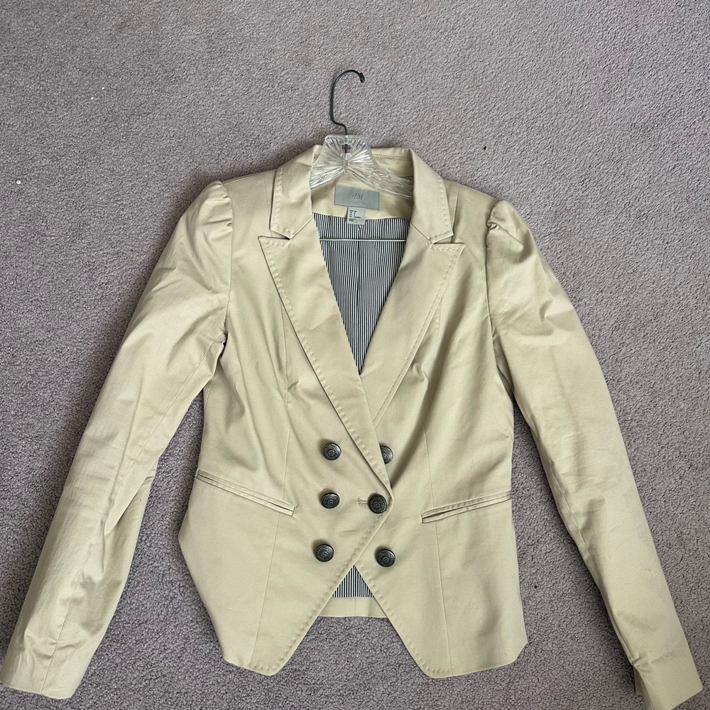 H&M Light Tan Double-Breasted Blazer